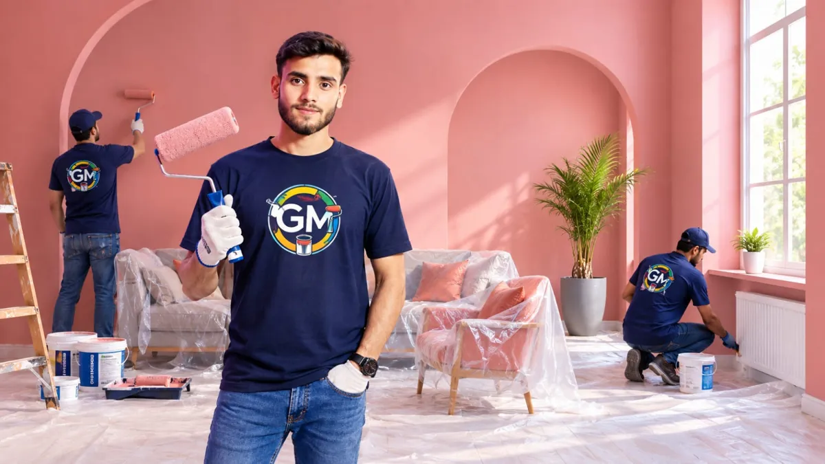GM Painting Service painters at work in Begur, Bengaluru