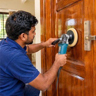 Wood polishing detail representative photo